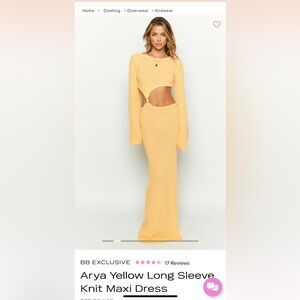 Beginning Boutique Arya Yellow Ribbed Cut-Out Bodycon Dress